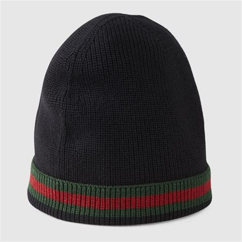 black gucci wooly hat|gucci wool hat with web.